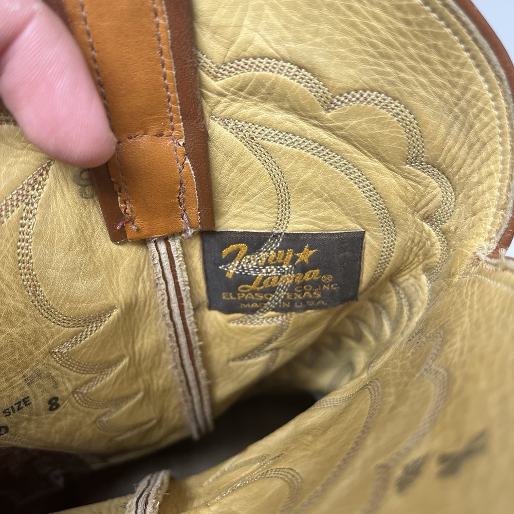 VTG Tony Lama Cowboy Boots Brown Leather Western Mens Size 10.5 D Two Tone 7145 - Picture 10 of 16